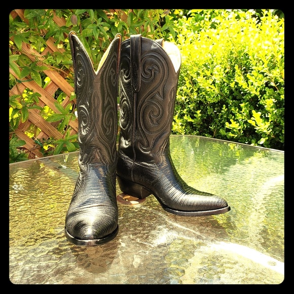 J.B. Dillon Shoes - Women's J.B. Dillion black Lizard cow girl boots